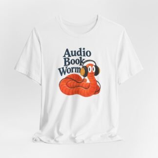 Audio Book Worm T-Shirt — Cute Worm with Headphones Tee for Audiobook Lovers